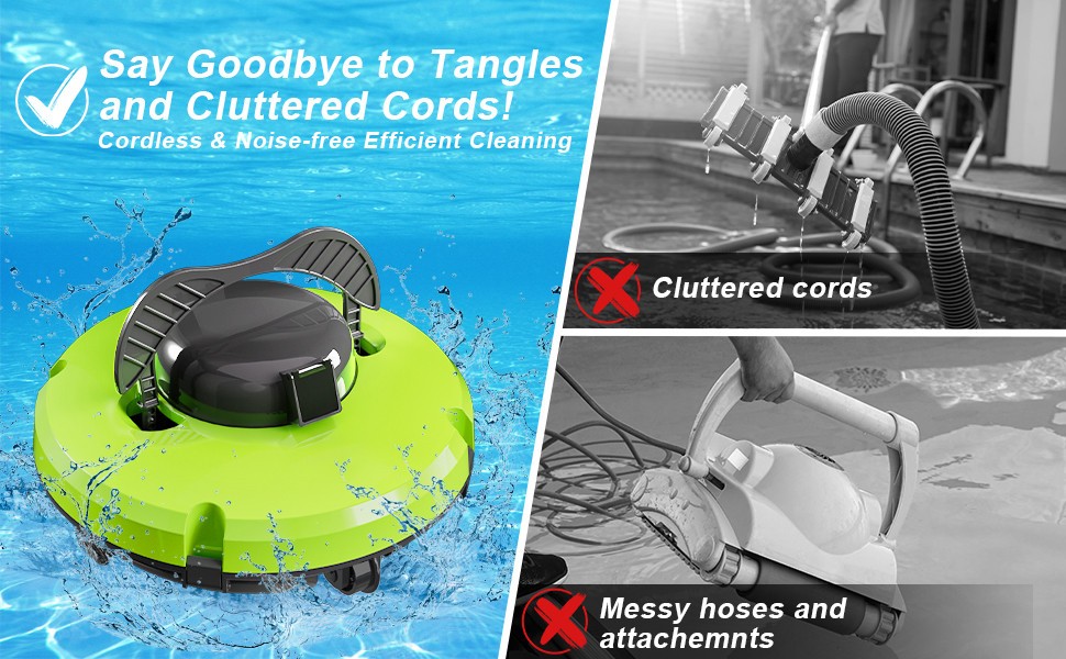 Kosgho PZ0-18,Cordless Pool Vacuum Cleaner for In Ground & Above Ground Pools
