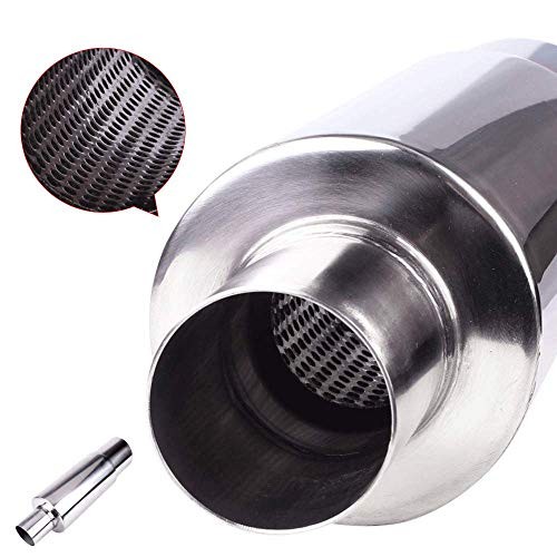 Exhaust Muffler,Universal Stainless Steel Exhaust Burnt Tip,14.8 inches Silver