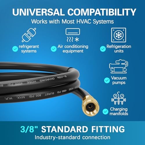 2026 Upgraded HV1-3/8&Prime; HVAC Vacuum Hose,Standard 3/8&Prime;×3/8&Prime; Flare Fittings,6