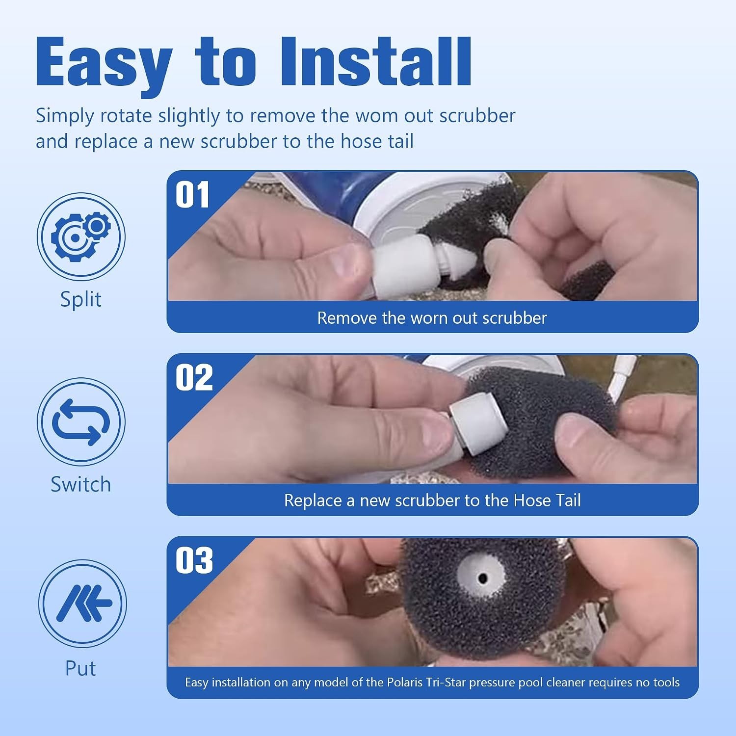 High-Quality Foam Sweep Hose Scrubber Tails for Polaris Pool Cleaners – 10 Pack