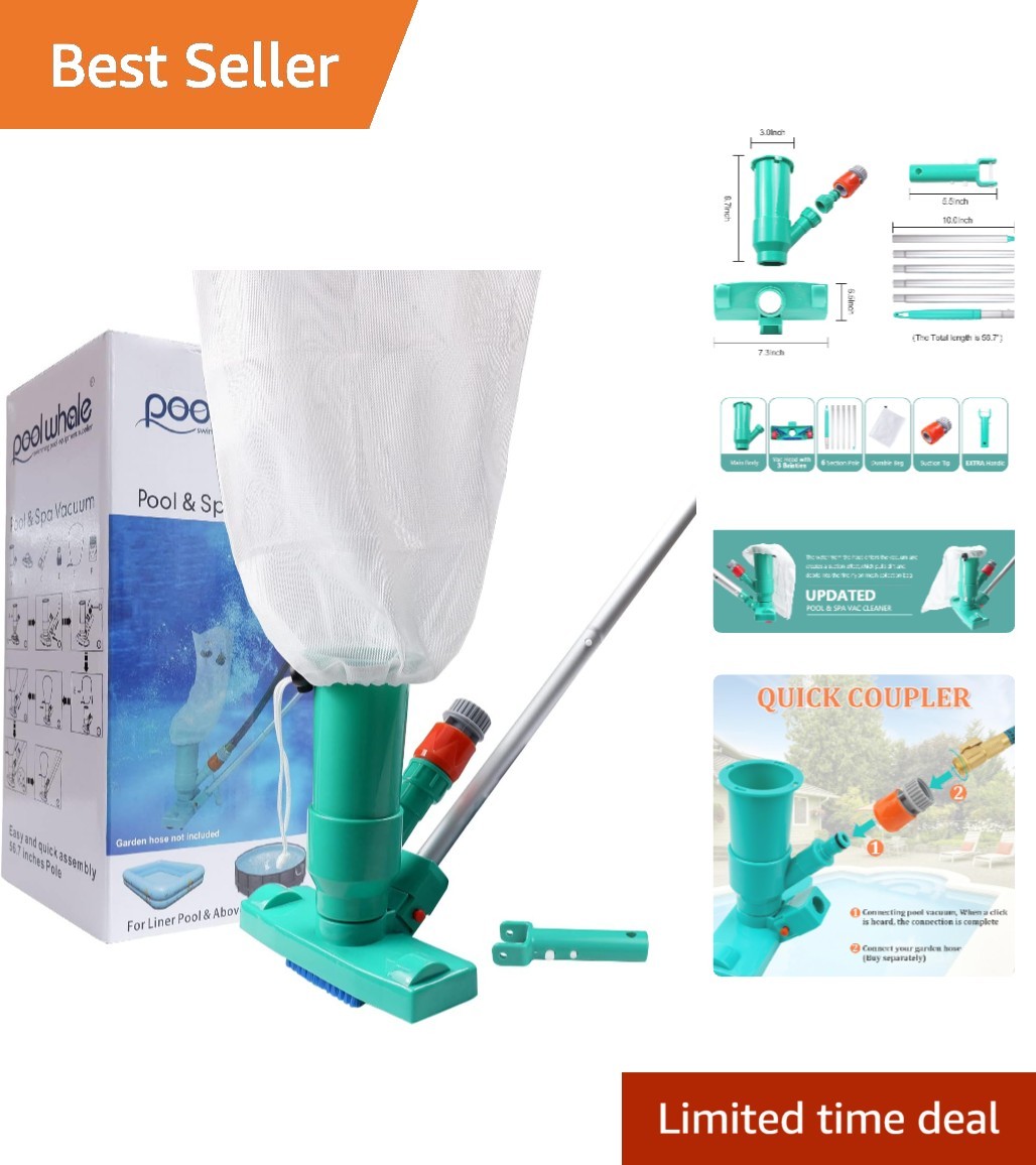 Deluxe Pool Vacuum Cleaner with Telescopic Pole – Easy Garden Hose Connection
