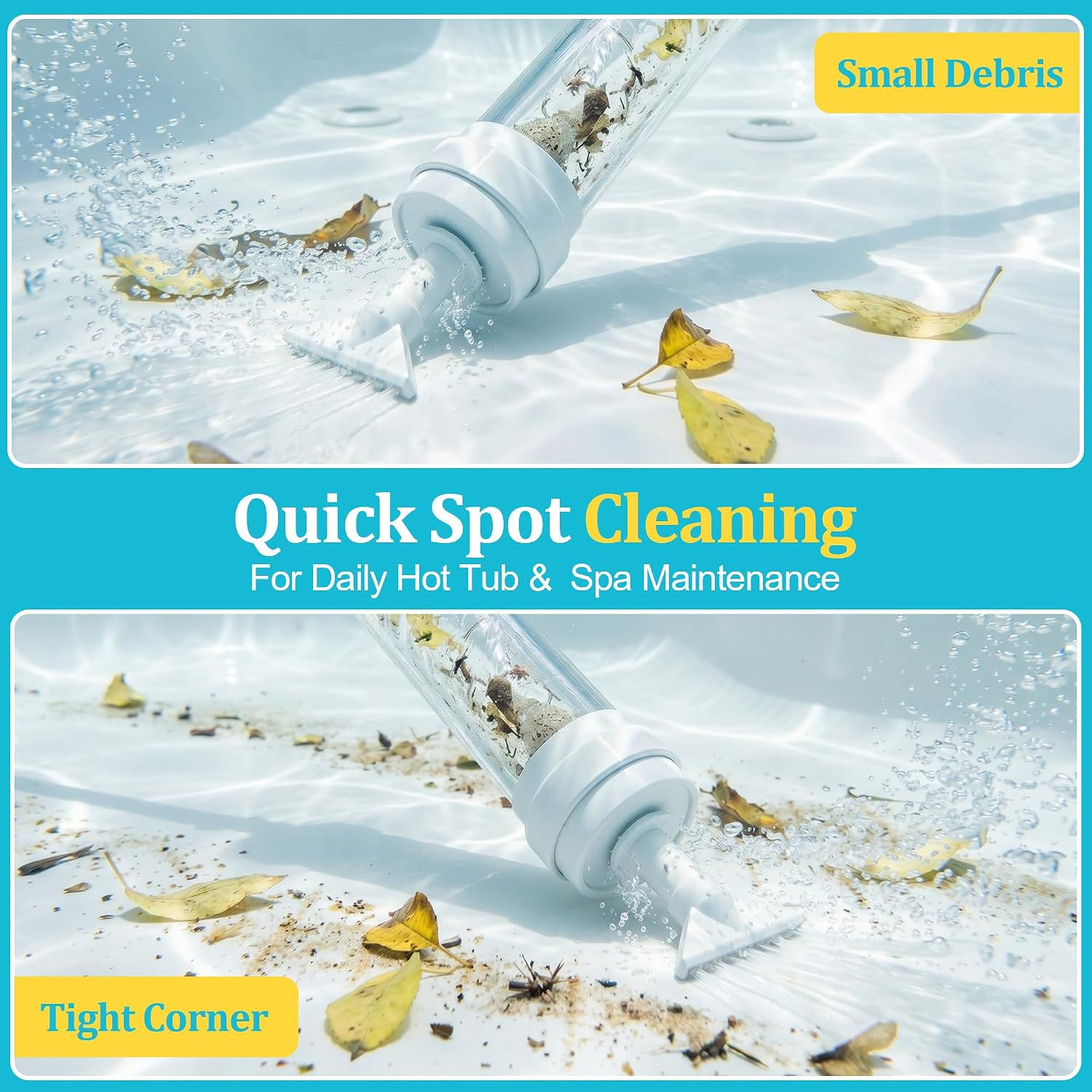 Manual Spa Vacuum for Hot Tub, No Pumping, No Batteries or Electricity, Powered