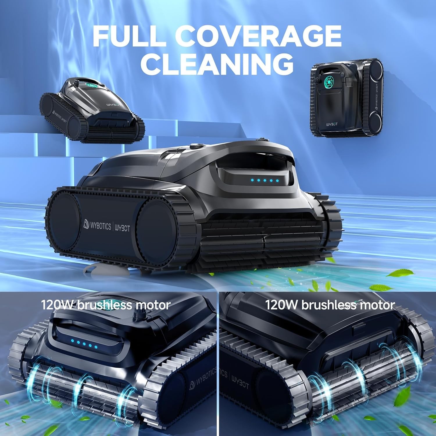 WYBOT M1 Robotic Pool Cleaner & F1 Solar Skimmer Bundle,Cordless Large Battery