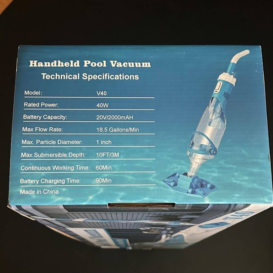 Cordless Pool Vacuum with Telescopic Pole 18.5 GPM Powerful Suction 1.5H Super