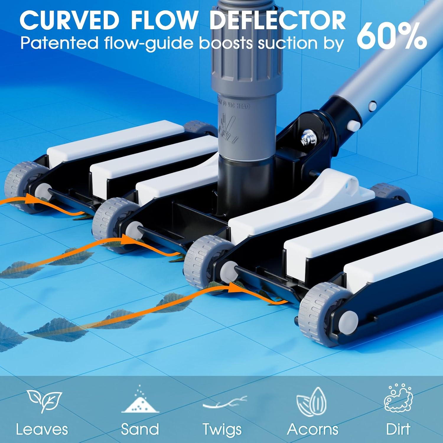 4.4LB Weighted Pool Vacuum Head with Direction Control Handle, Debris Flow Defle