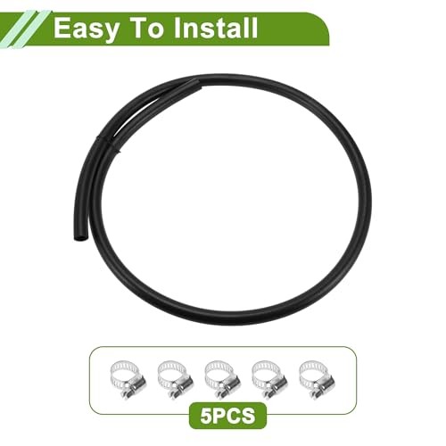 Fuel Line Kit 5ft Vacuum Hose Automotive Fuel Hose with 5 Clamps 1 Set 5/8&Prime;