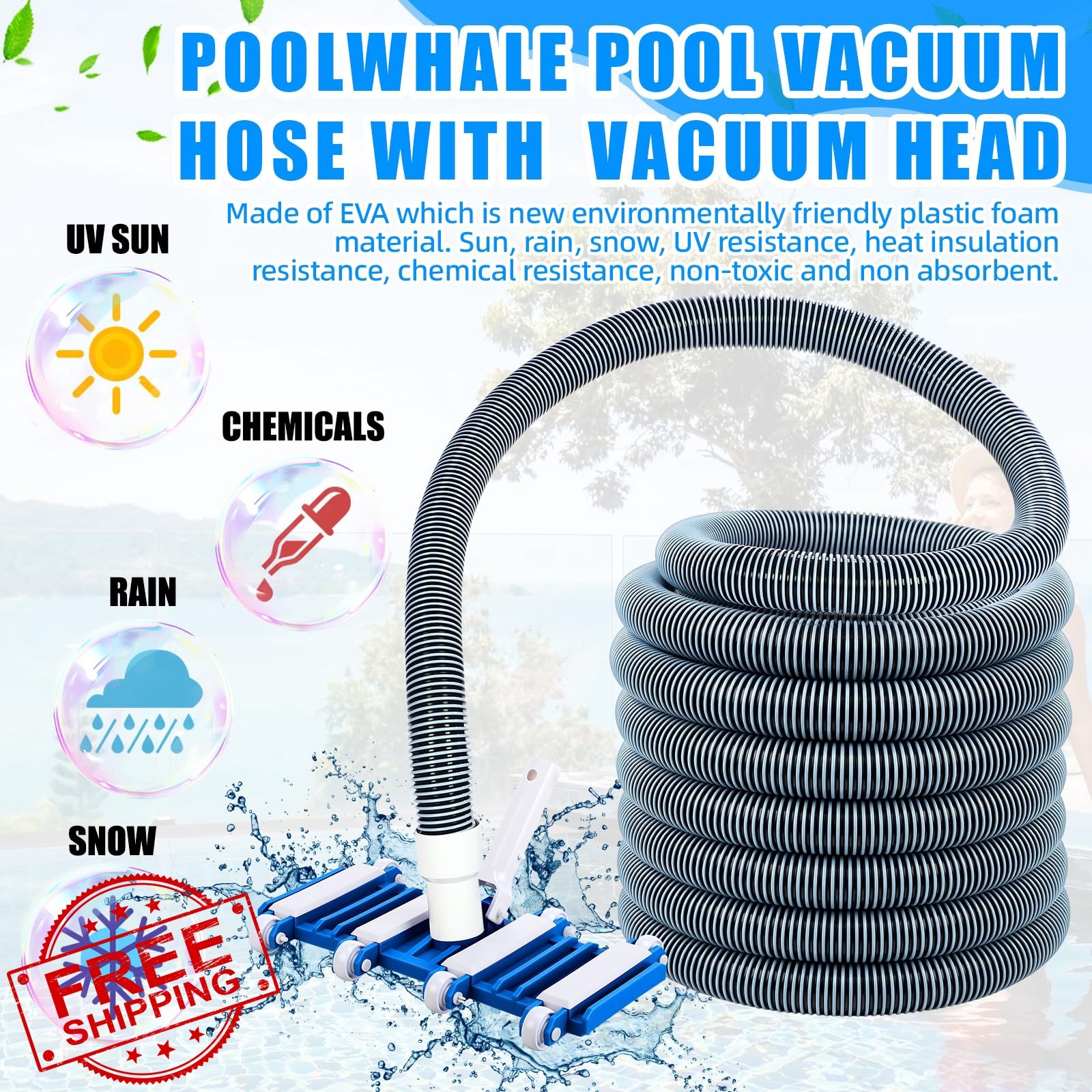 Innconee 4 Pcs Pool Vacuum Kit 13&Prime; Vacuum Head