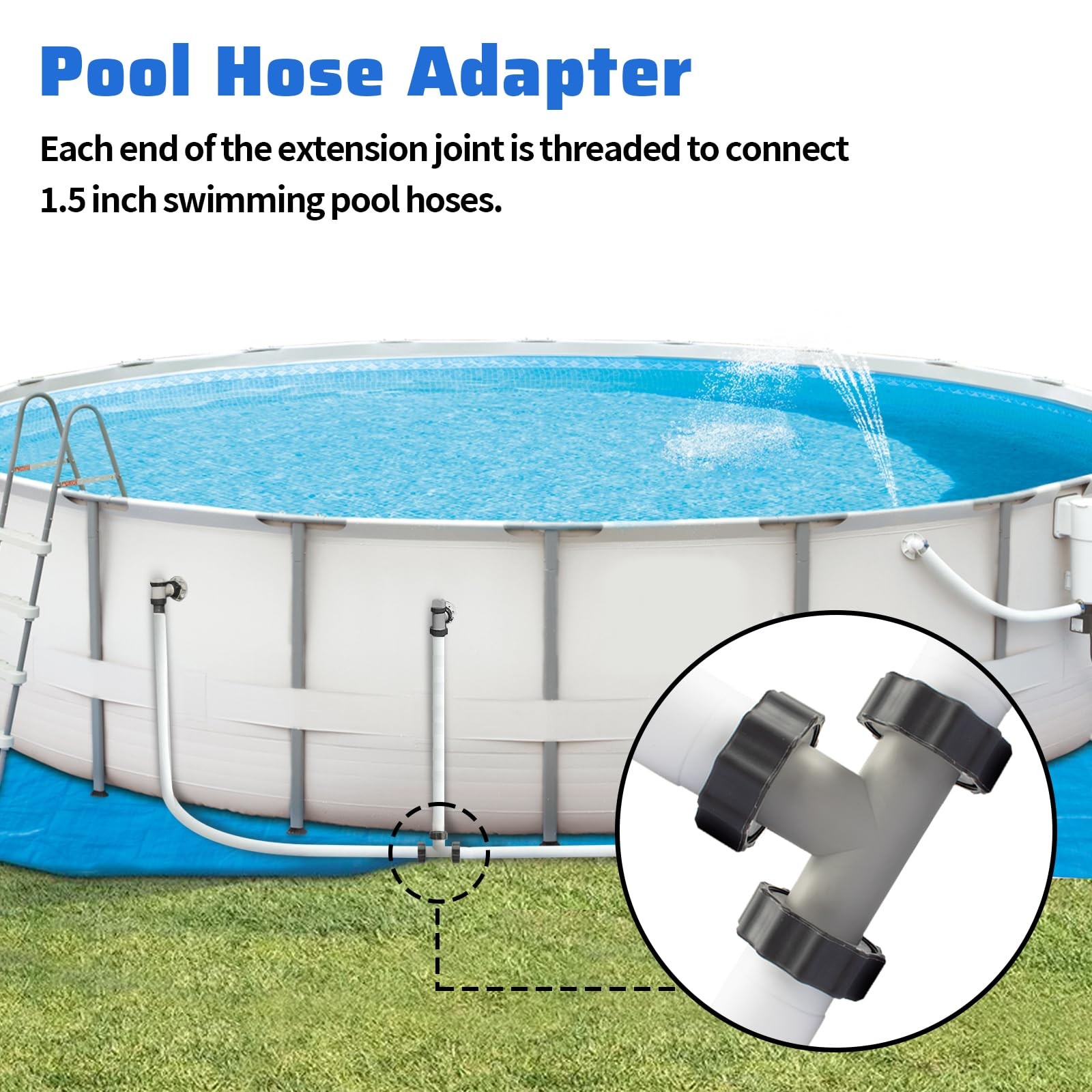Filter Pump Hose Connector,1.5’to 1.5&prime; T Joint Pool 1.5 inches, Gray