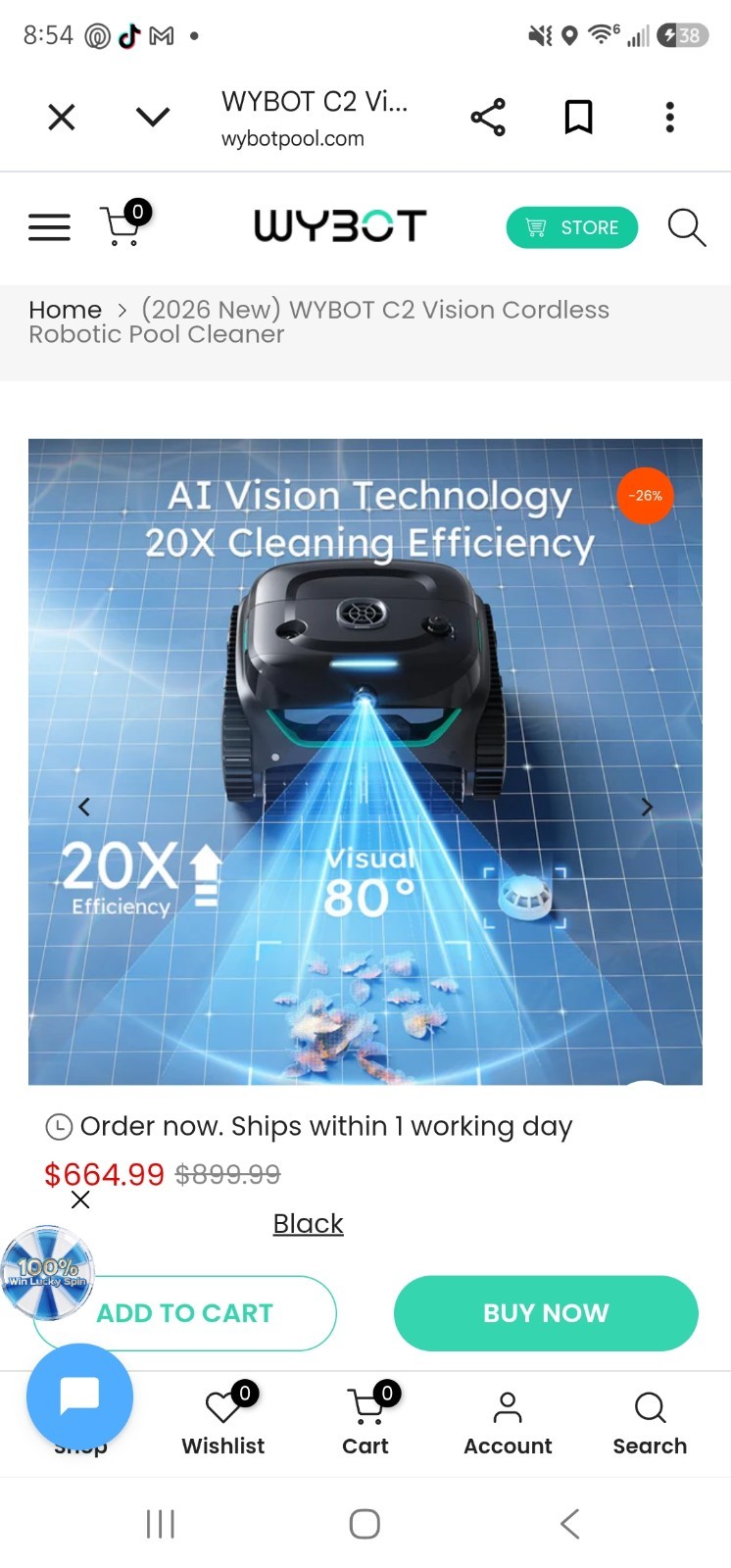 (2026 New) WYBOT C2 Vision Cordless Robotic Pool Cleaner WARRANTY INCLUDED