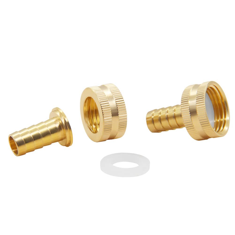 Hooshing 2PCS Garden Hose Connector 1/2&Prime; barb x 3/4&Prime; GHT Female, Brass