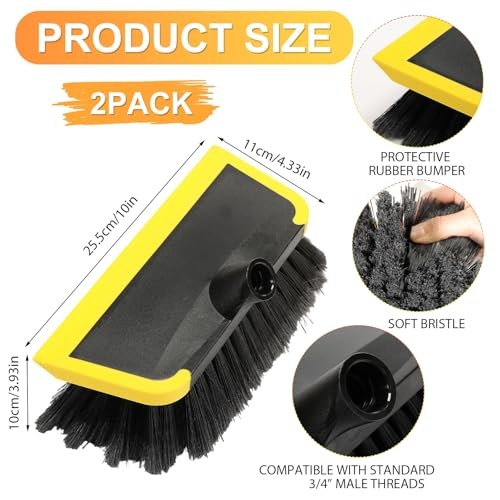 2 Pcs 10 Inch Solar Panel Soft Brush Cleaner Head, Bristles Scrub Gray Black