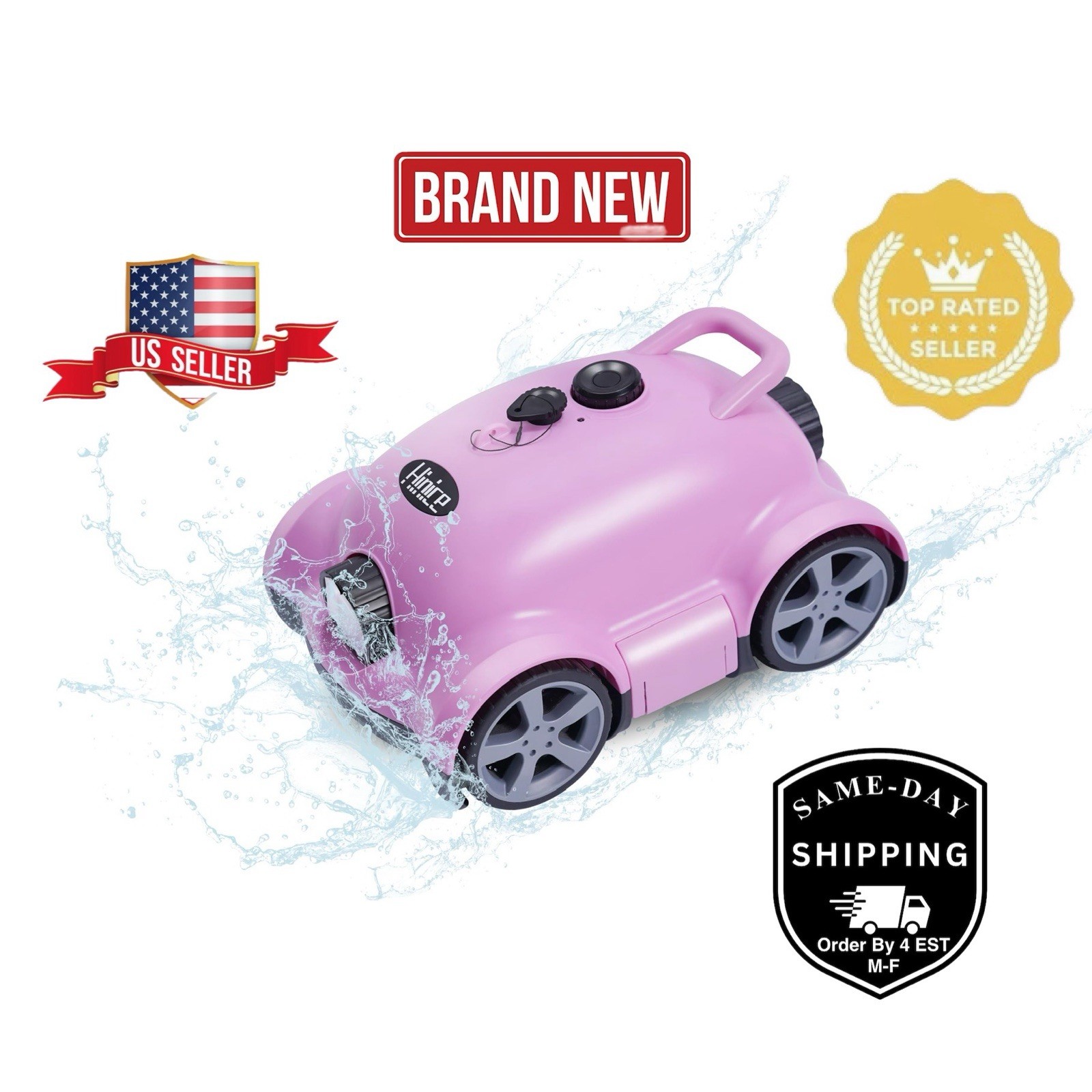 Pool Cleaner Robot for In-Ground/Above Ground Pools – Battery Powered – Pink