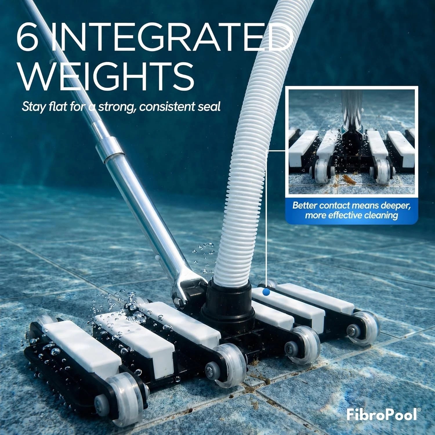 14.4&Prime; Pool Vacuum Head with Weighted Stability & Urethane Wheel Maneuverability