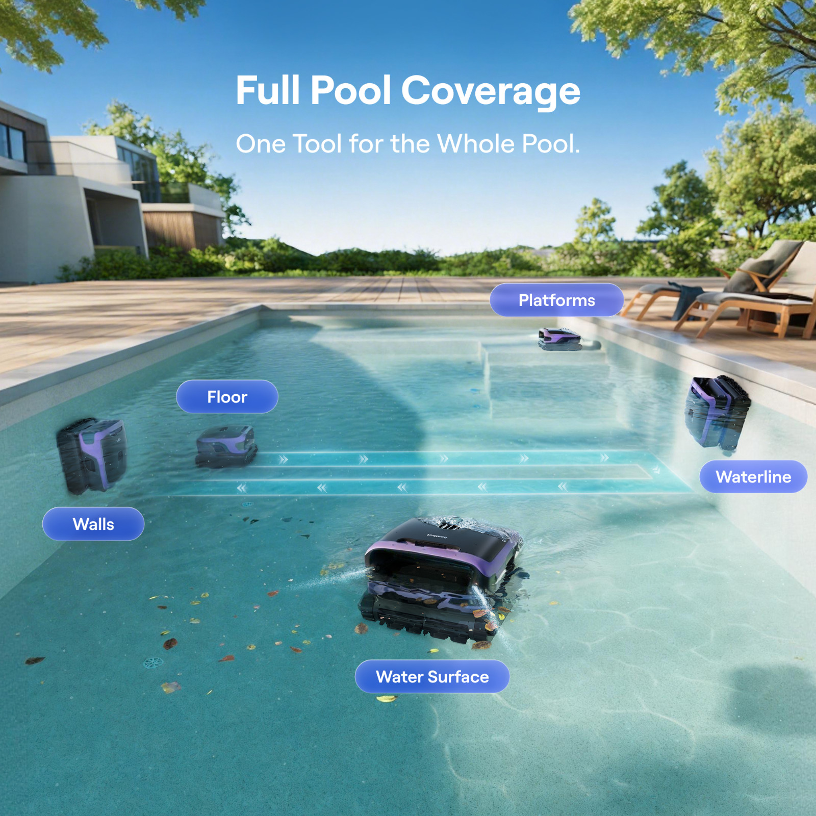 Beatbot Sora 70 Pool Vacuum Robot, 360° Top-to-Bottom Cleaning,Lilac