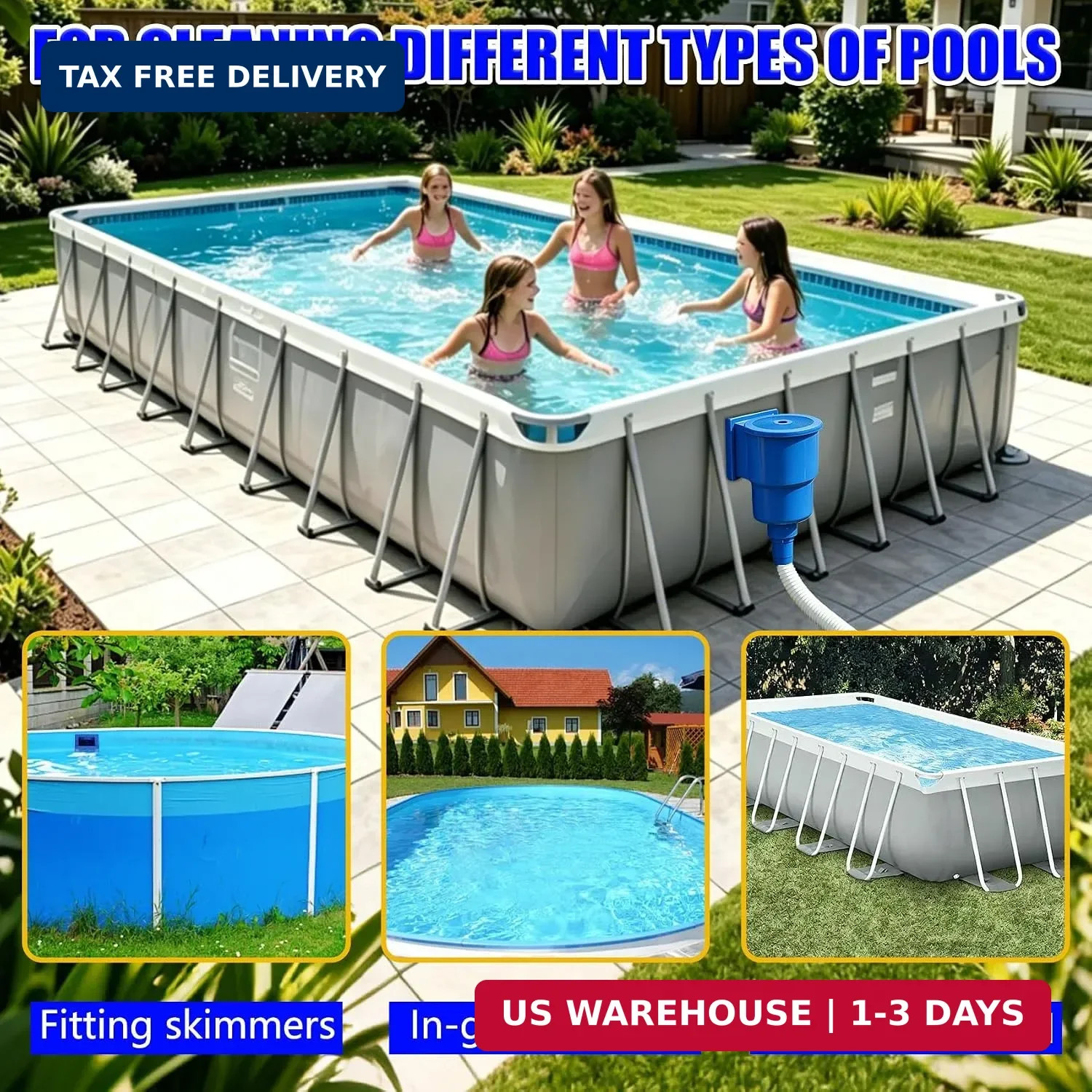 New Above-Ground Pool Skimmer, Thru-lWall-Mounted Above-Ground Pool Skimmer (wit