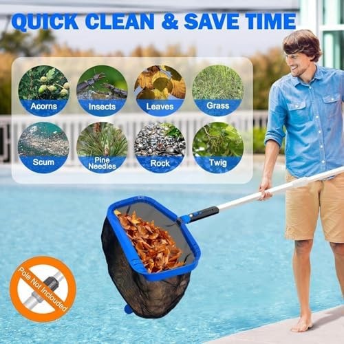 17.5&Prime; Pool Skimmer Net, Pool Net Skimmer for Cleaning, Large Deep Replacement…