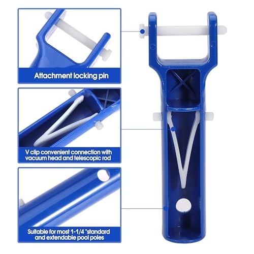 2 Pcs Pool Vacuum Head Handle with 4 Pcs Butterfly V-Clips and Pins fits for