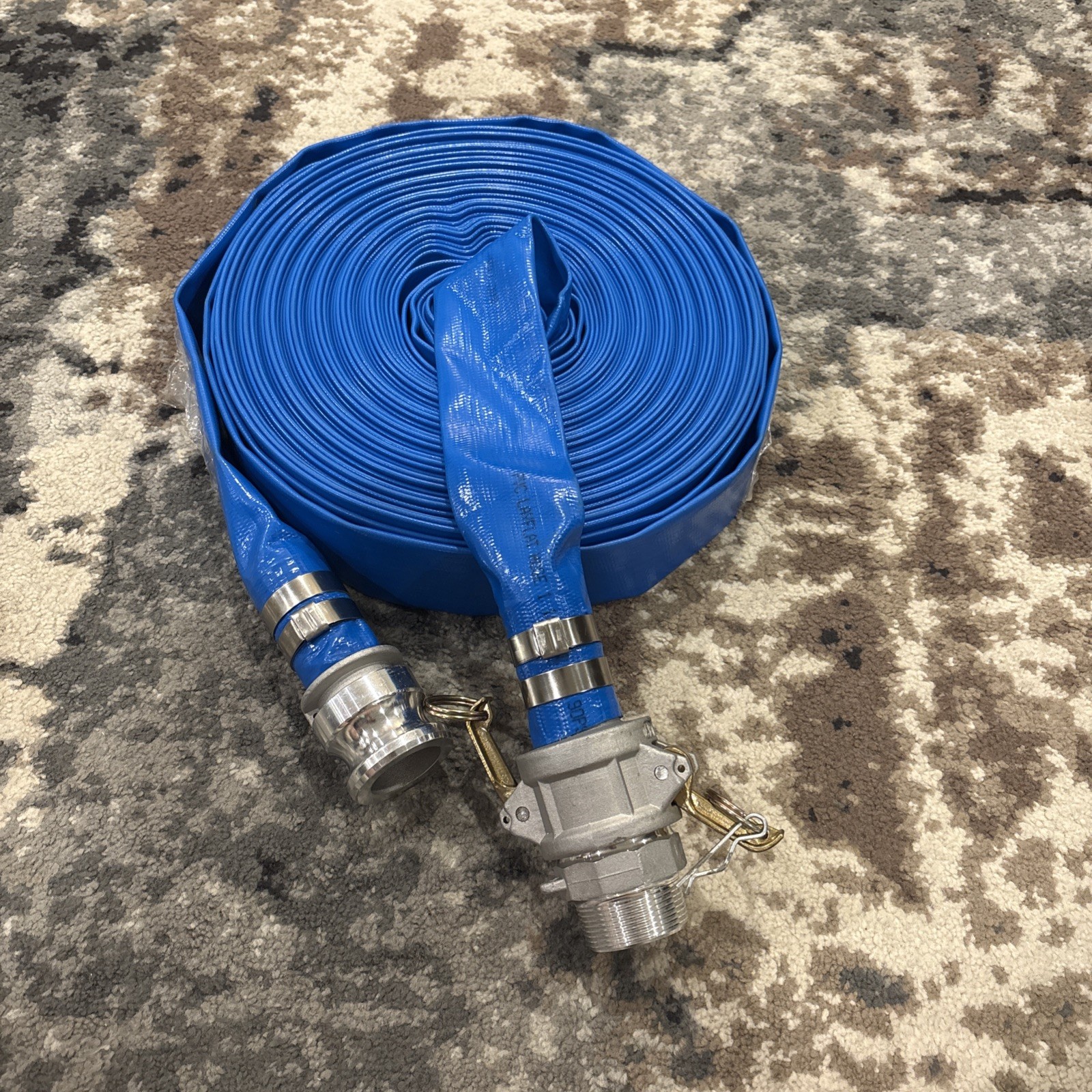1.5&Prime; x 50ft PVC Lay Flat Discharge Hose With Aluminum Camlock C and E Fittings