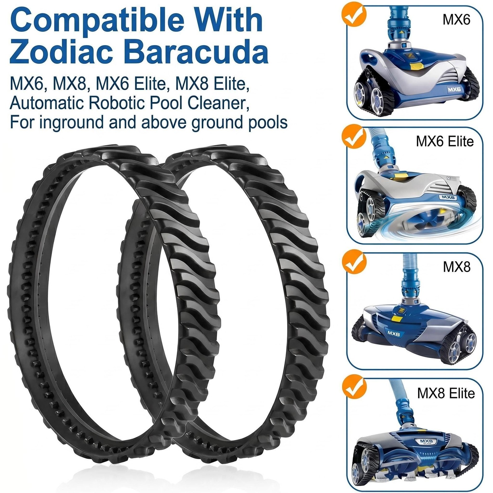 R0526100 Track Pool Cleaner Wheel Tire for MX8 / MX6 – Tires for MX8 Elite, M…