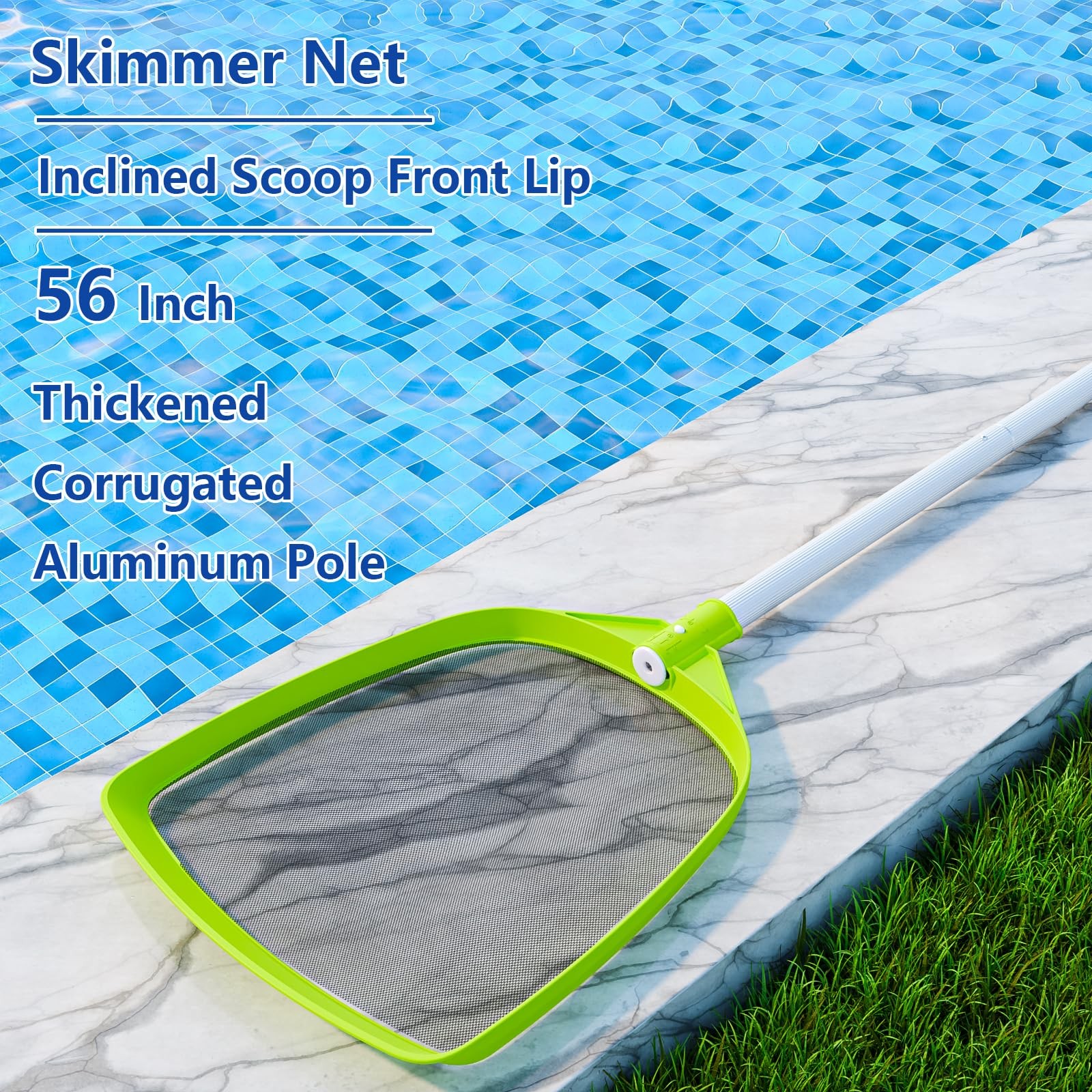 Pool Skimmer Net Total Length 72 inches Rake with Pole,Accessories for Cleani…