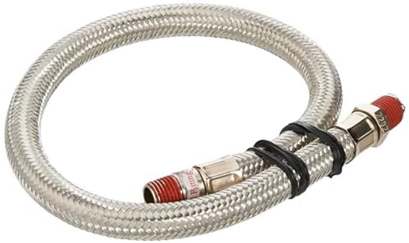 92804 18&Prime; Steel Braided Leader 18&Prime; No Check Valve Stainless 1/4&Prime; M to 1/4&Prime; M