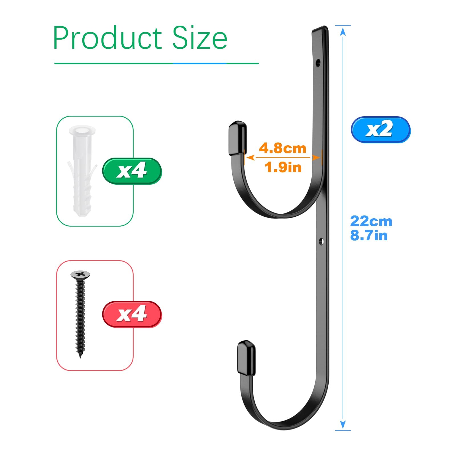 2 Pcs Pool Pole Hanger Wall Mounted Pool Fence Hooks Heavy Duty Swimming Meta…
