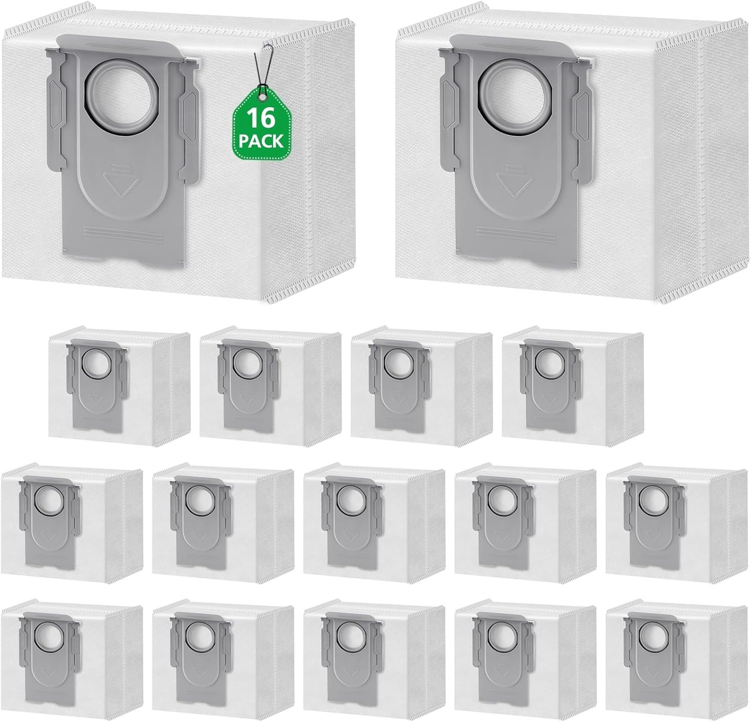16 Packs Q10 Q7 Q5 Bag Replacement for Roborock Q10 S5+, Q7 M5+, Q5 Max+, 3.6L V