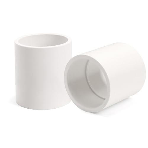 2Pack 1-1/2 Inch White PVC Pipe Coupling, Socket x Socket, Schedule 40 1.5 Inch