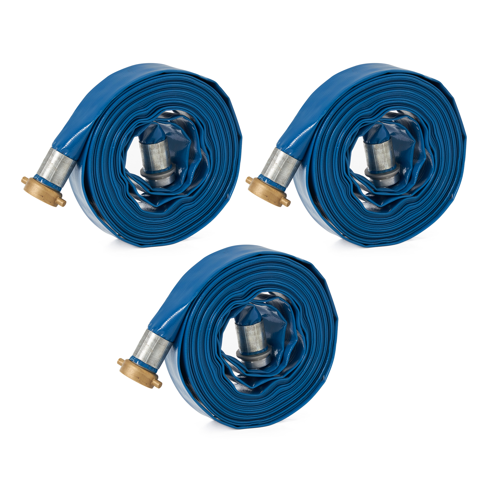 Apache 98138015 1.5&Prime; Diameter 50&prime; Length 75 PSI PVC Lay Flat Hose, Blue (3 Pack)