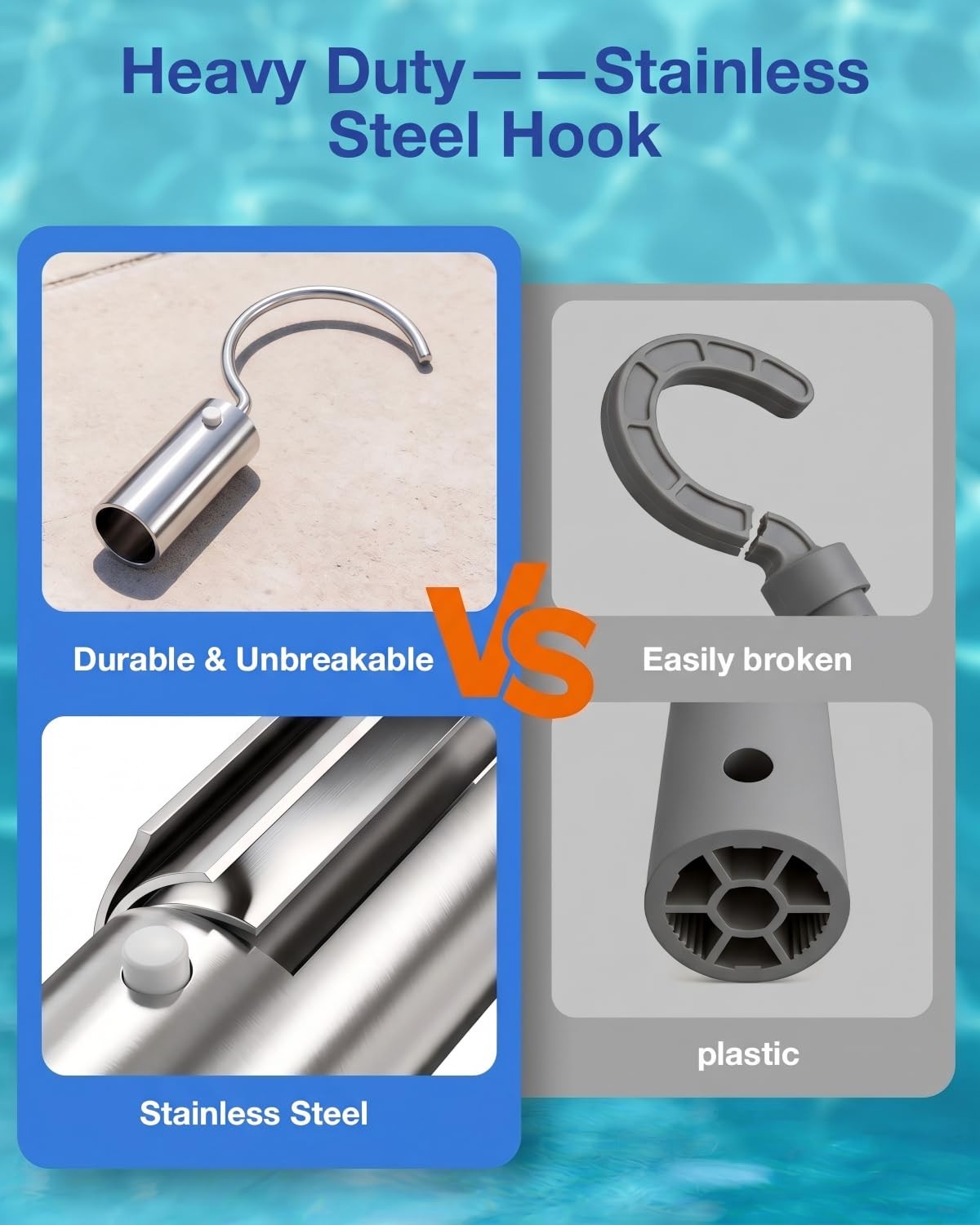 Hook for All Robotic Pool Cleaner, Stainless Steel Hook for Pool Poles，Access…