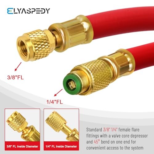 Upgrade Version 3/8&Prime; Diameter HVAC Vacuum Hose,1/4&Prime; to 3/8&Prime; Red 3/8&Prime; to 1/4&Prime;