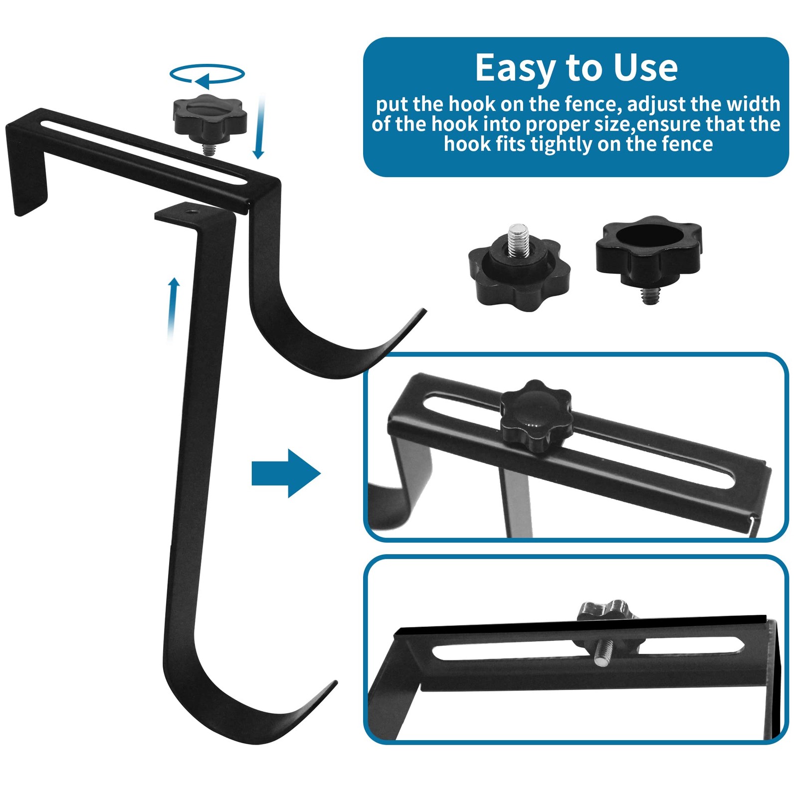 Zhitaoxun Adjustable Aluminum Pool Pole Hanger,Pool Fence Hooks for Pool Pole…