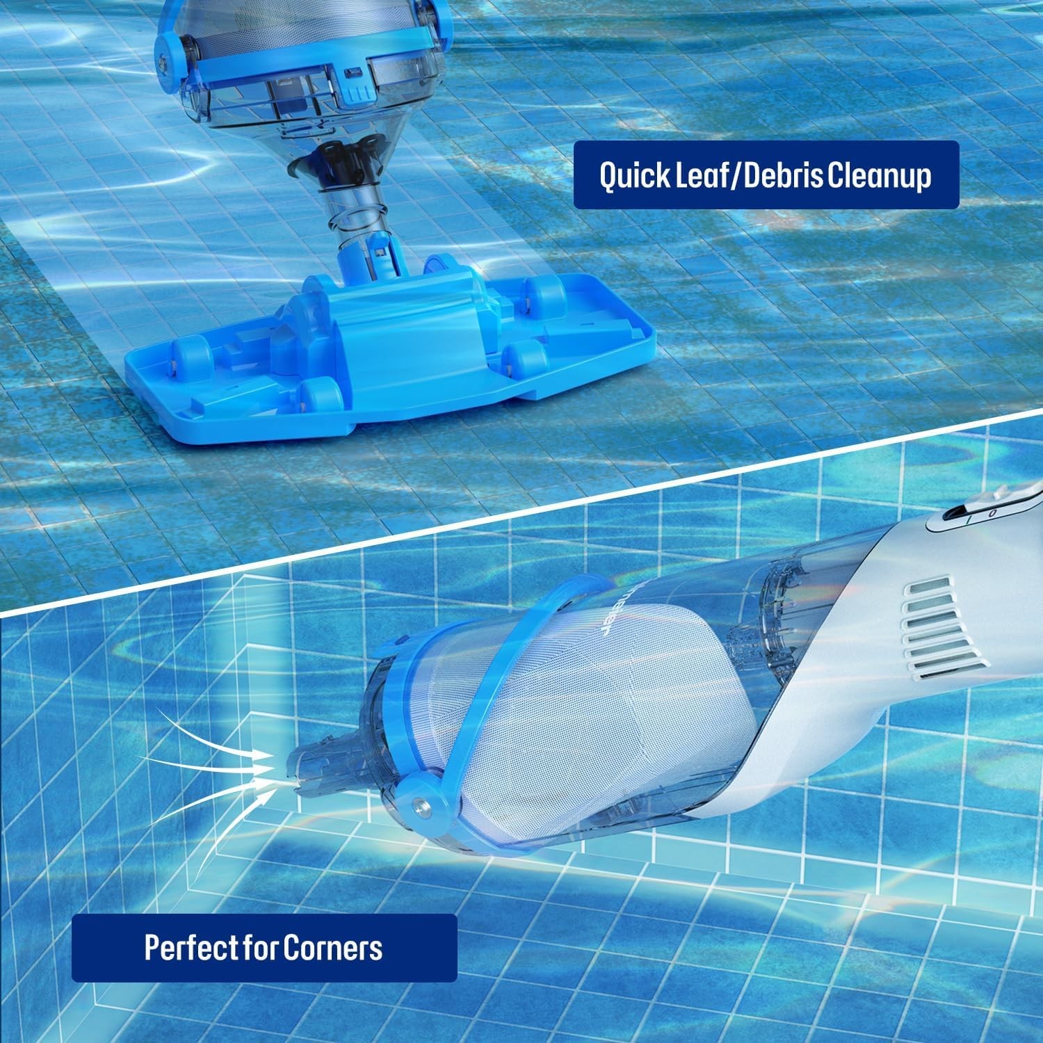 Rechargeable Handheld Swimming Pool Cleaner Pool Vacuum with Telescopic Pole New