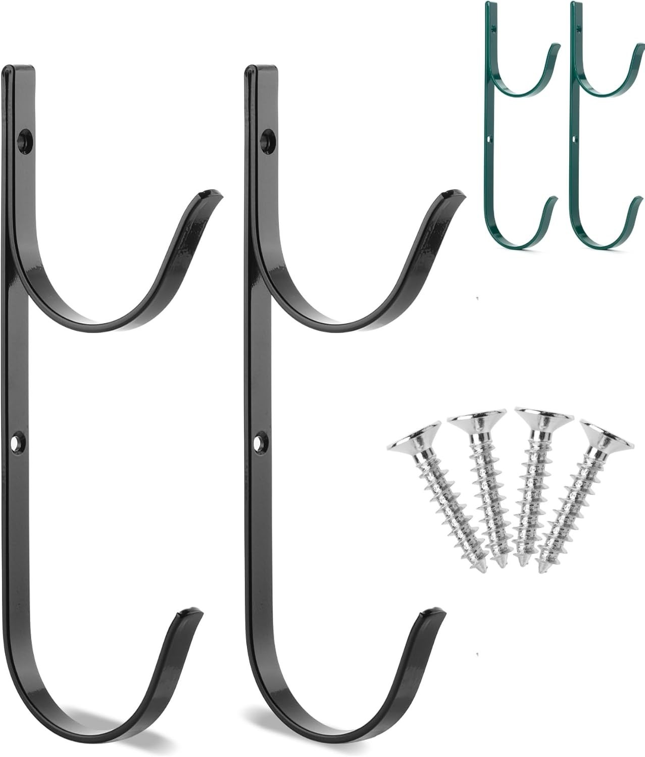 2-Pack of Black Aluminum Pool Pole Hangers – Max Weight 35 lbs – Easy Mount