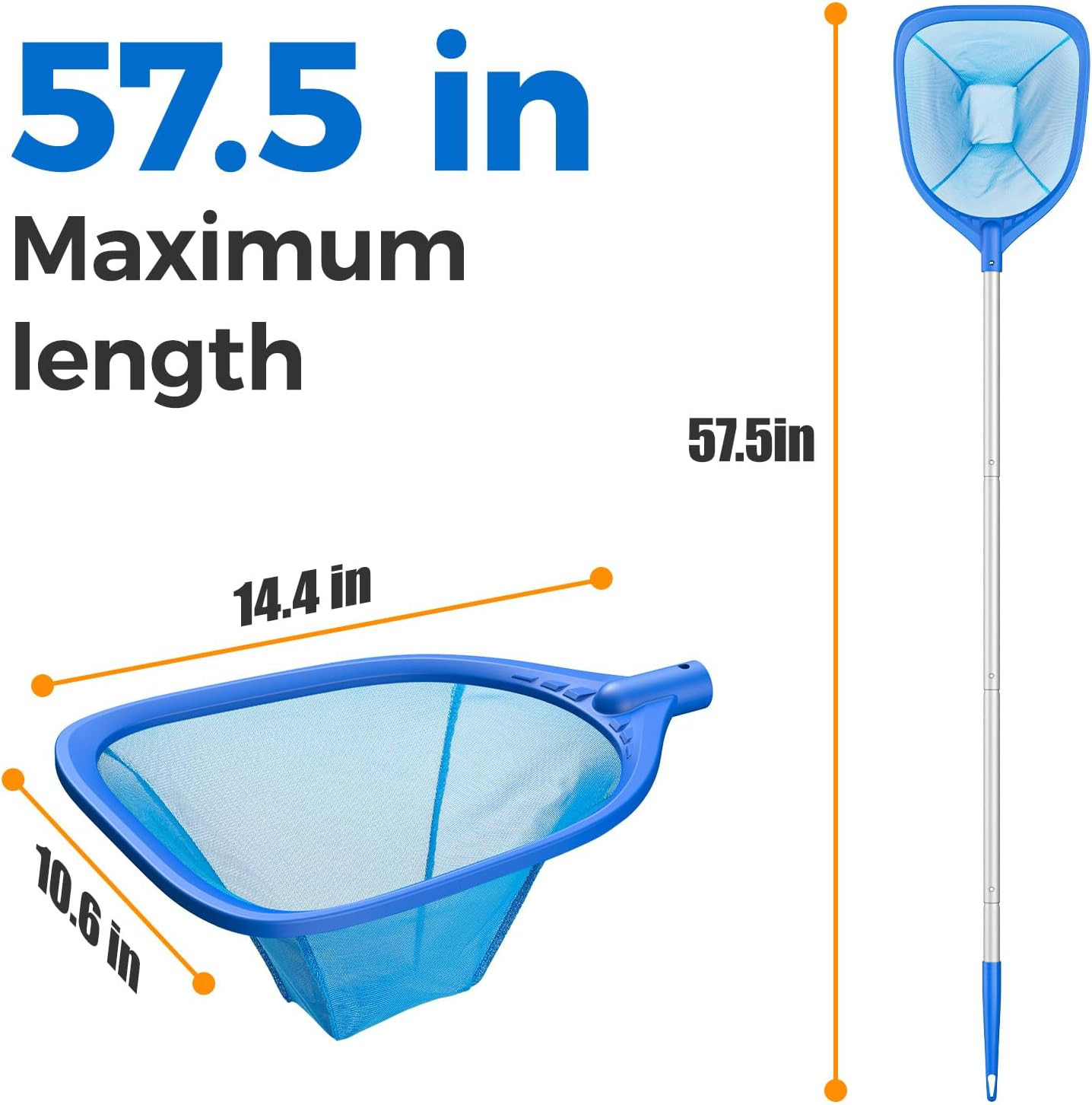 Mowend Swimming Pool Skimmer Net Total Length 57 Inches, Leaf Rake Net with 4 Se
