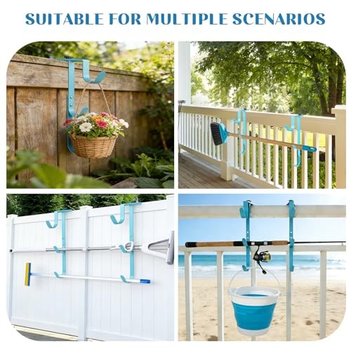 2Set Blue Three Pool Pole Hooks Hangers, 1.0 Inches blue-3 hooks-2pcs