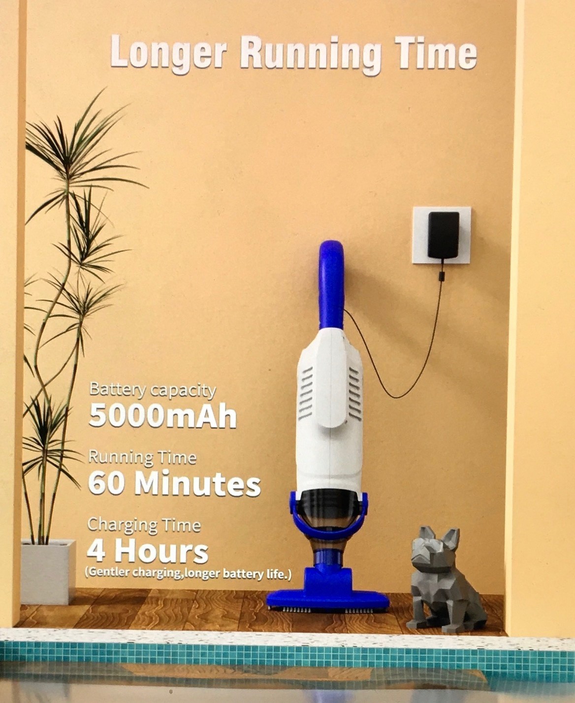LITTLE SHARK Pool Vacuum For Above Ground Pool, Hot Tub Vacuum 60W Motor, Sealed