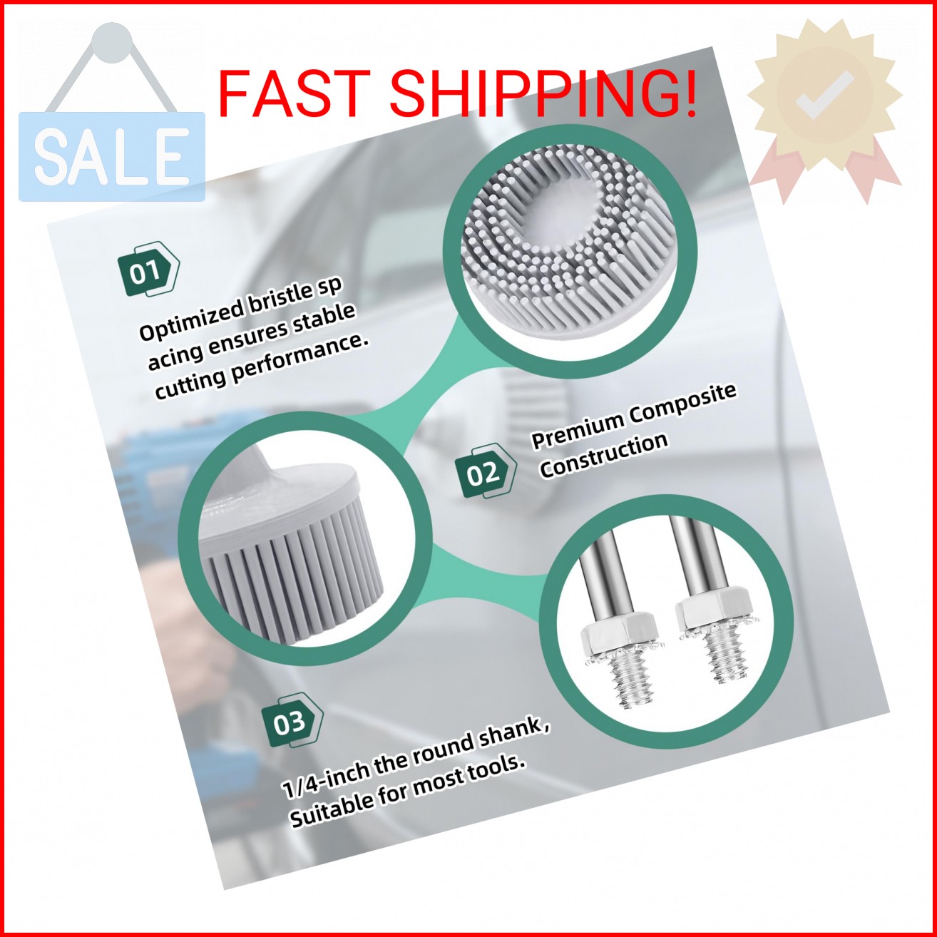 Sissatthai 3Pcs Bristle Disc 2 Inch Gasket Remover Wheel Tool – 50#, 80#, 120# S