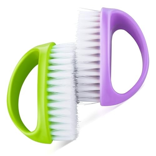 2 Pcs Hand & Nail Brushes – Heavy Duty Scrub Clean Brushes – Green, Purple