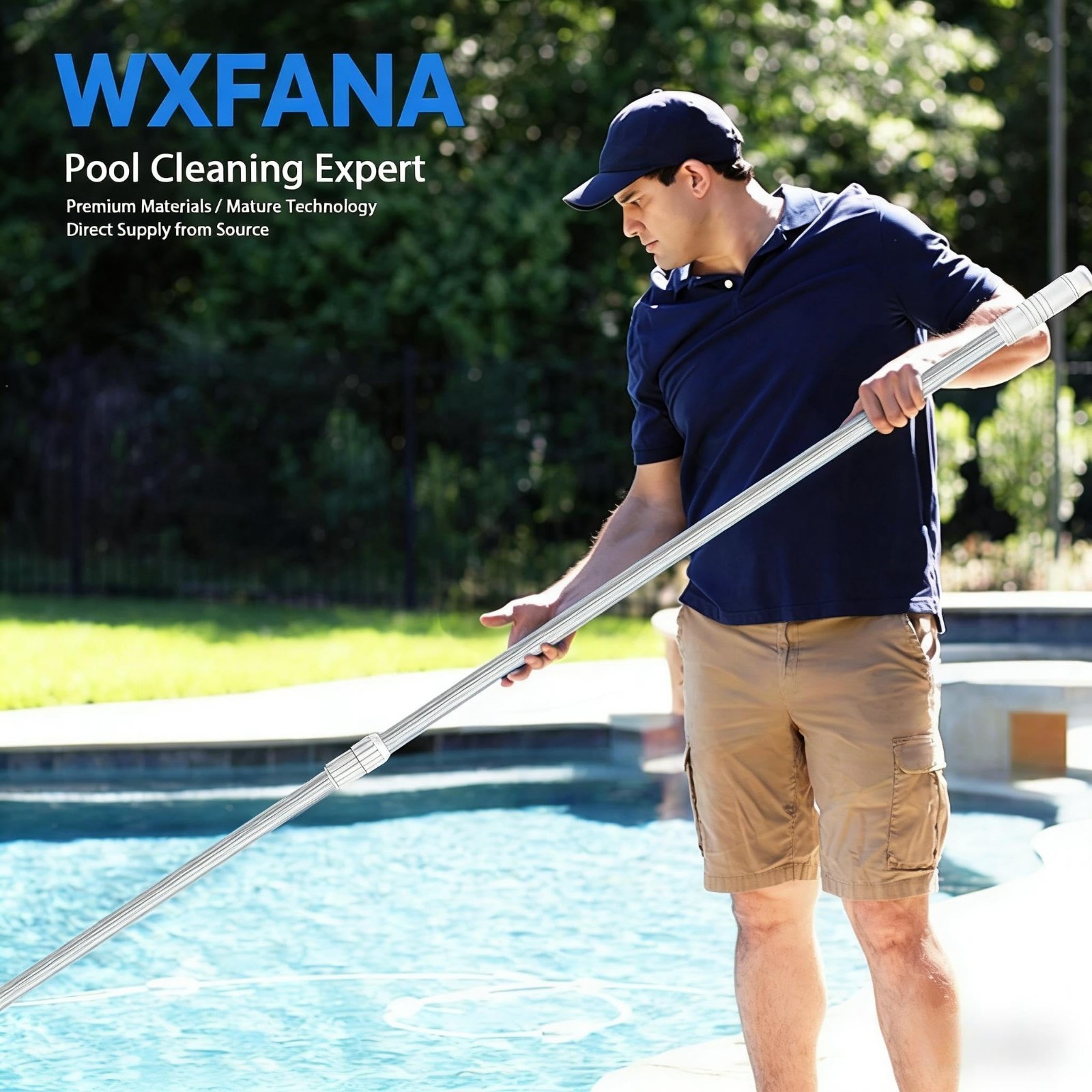 15FT Heavy Duty Telescopic Pool Pole – Adjustable 3-Piece Skimmer & Cleaning Too