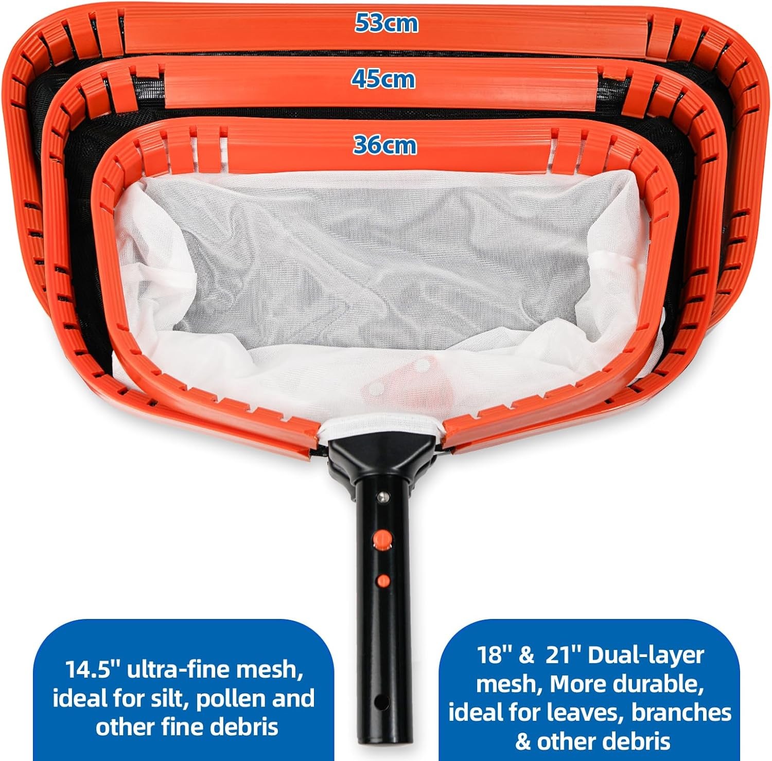 17.5&Prime; Pool Net, Pool Skimmer Net with Double-Layer Netting Bag, Aluminum Frame