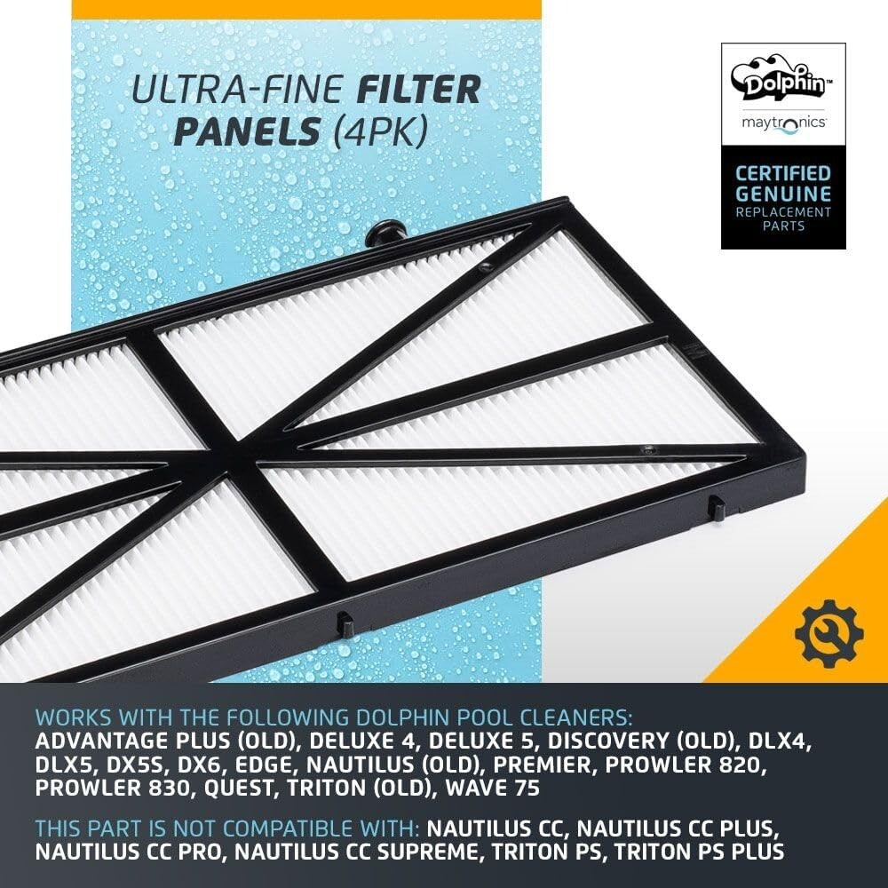 Maytronics / DOLPHIN 9991425-R4 Dolphin Fine Cartridge Filter Panels OEM (Set 4)