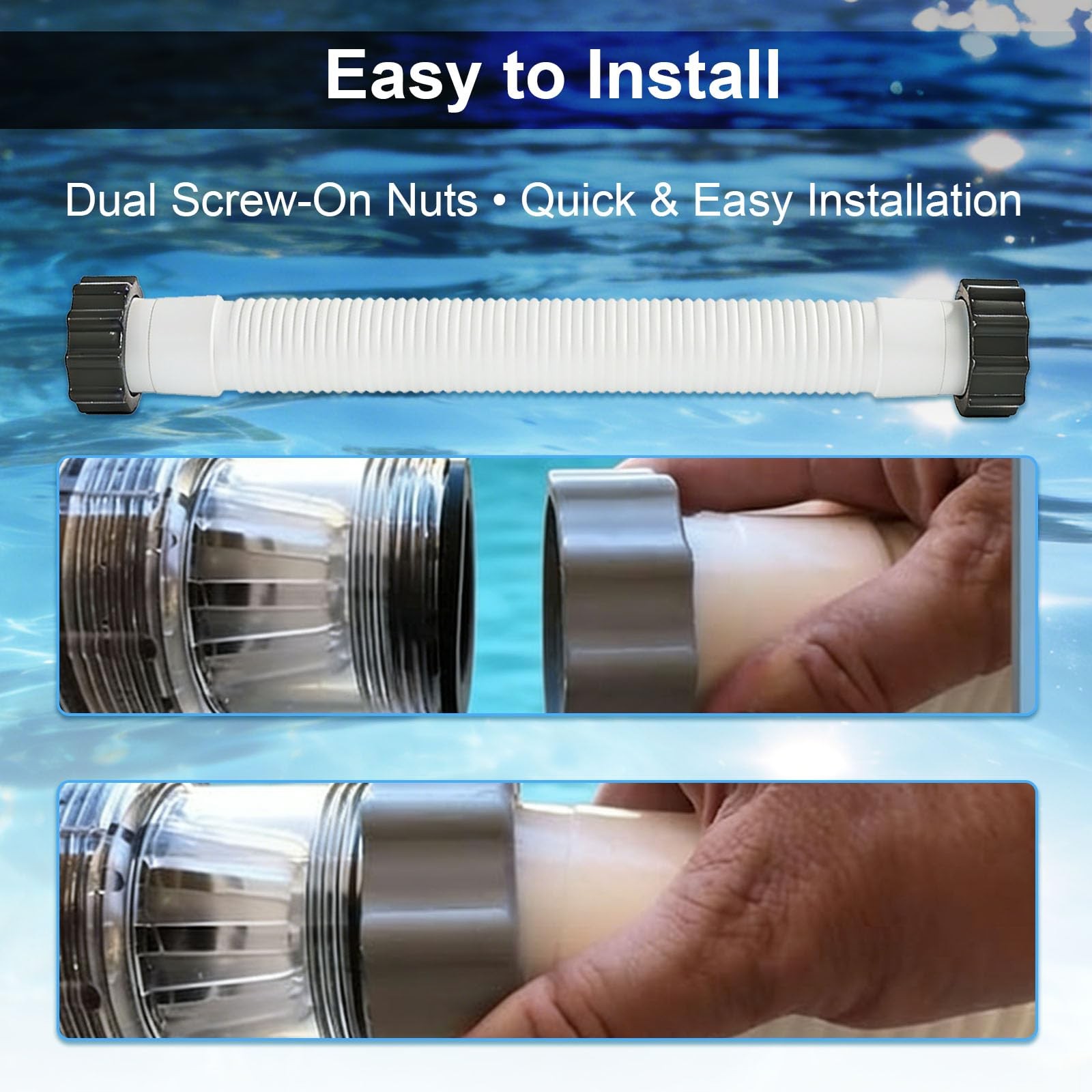 Pool Filter Pump Replacement Hose, 1.5&Prime; Diameter, 16&Prime; Long, 20 Inches, 2 PCS