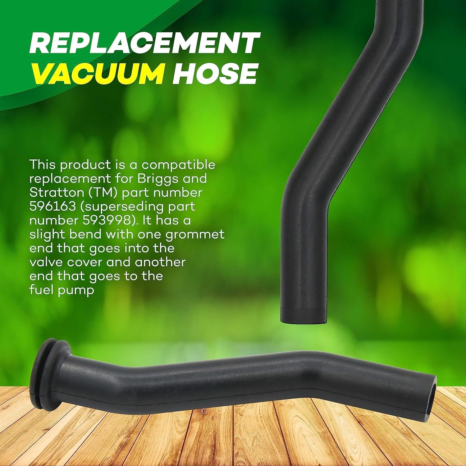 596163 Rubber Vacuum Hose Compatible with Brigs and Straton, John Dere Lawnmower