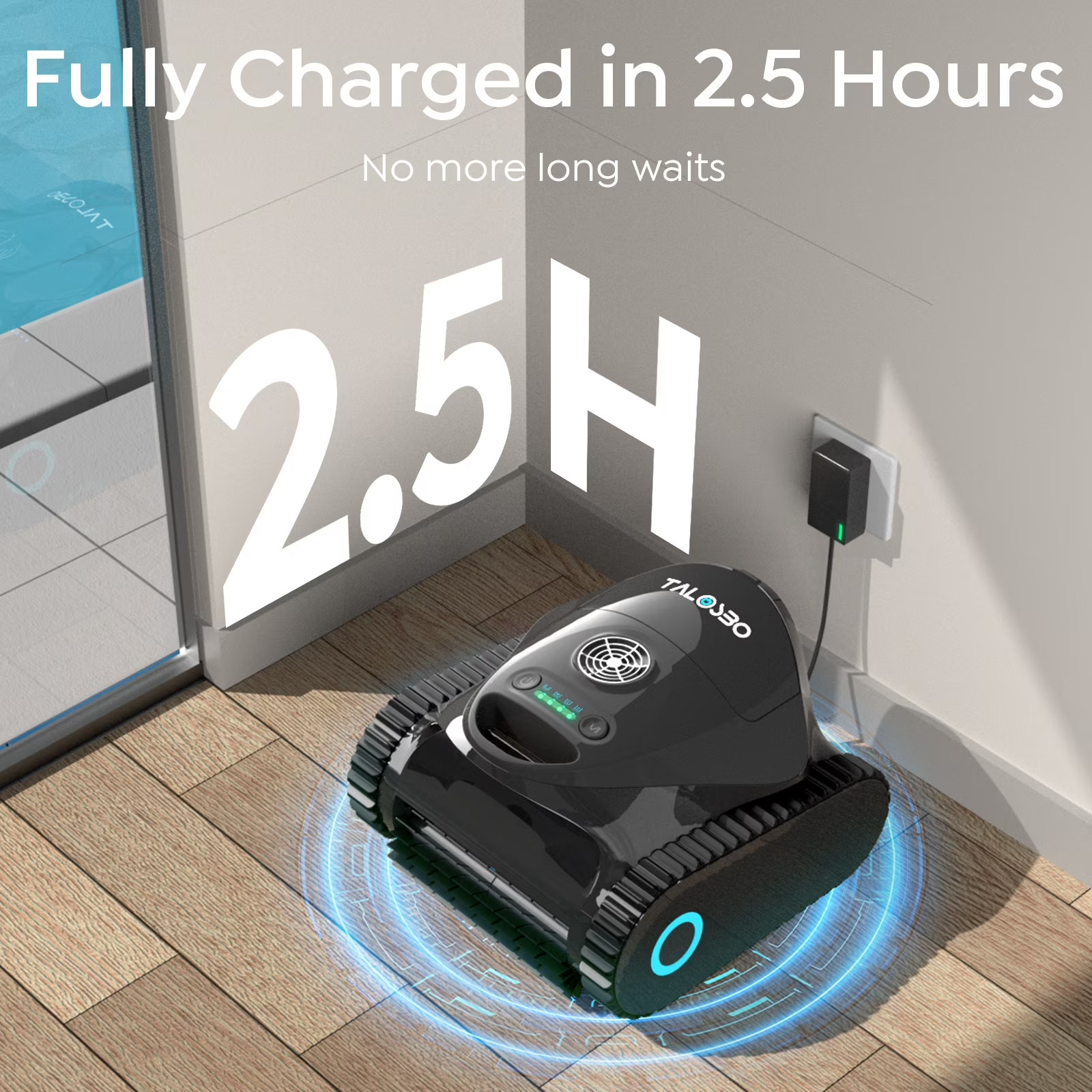 C1 Cordless Robotic Pool Cleaner, Wall & Waterline Cleaning, Blue