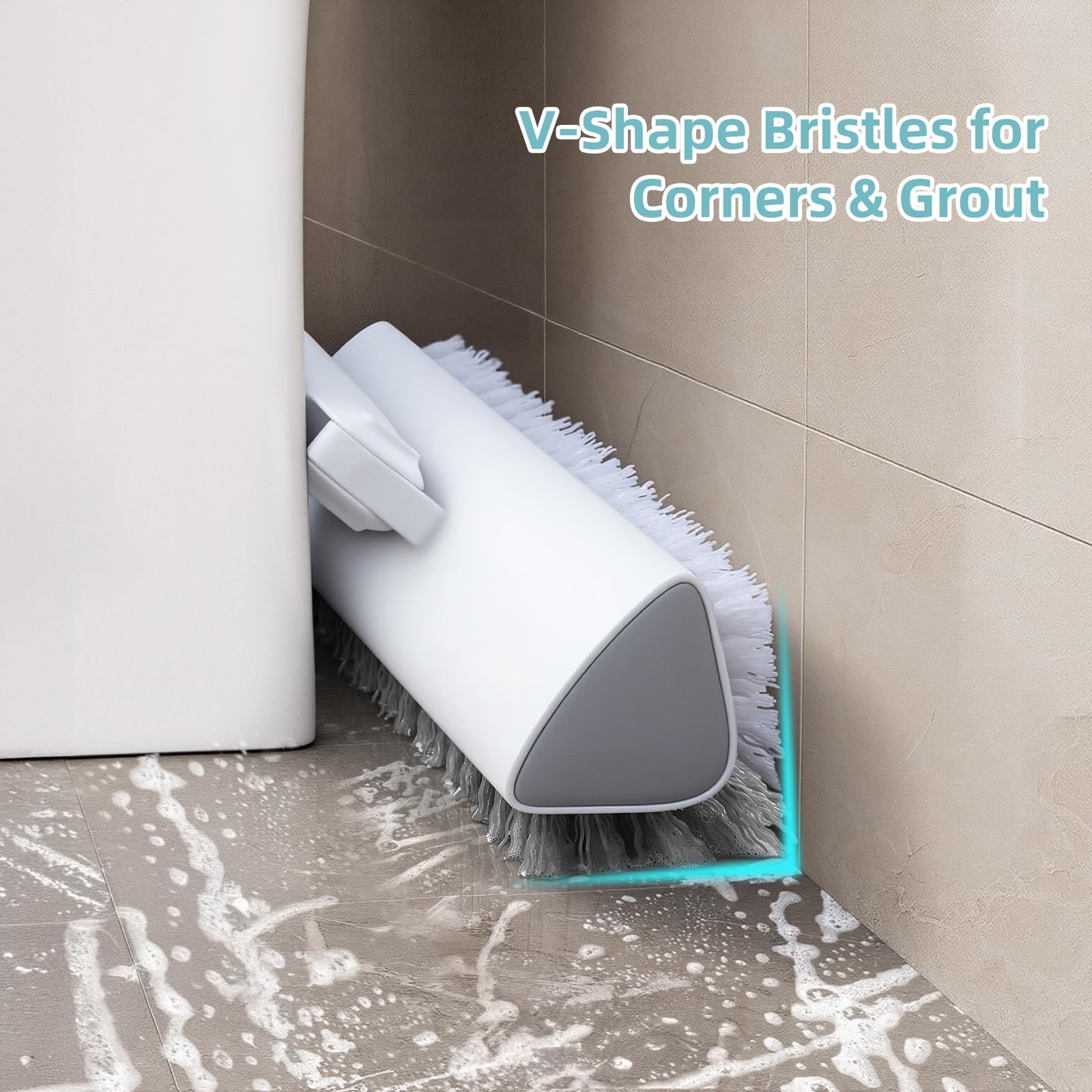 « 55 » Floor Scrub Brush with DualSided Bristles for Tile, Grout, and Shower