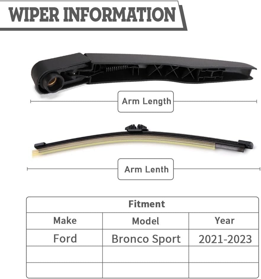 Rear Wiper Arm & Blade Kit,Exact-Fit Replacement for Ford Bronco Sport CX430