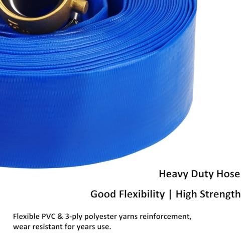 3&Prime; x 100&prime; PVC Backwash and Discharge Hose for Swimming 3 in x 100 ft Blue