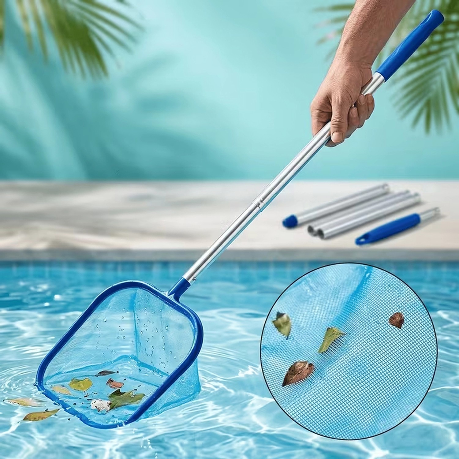 Pool Skimmer Net, Deep Pool Leaf Net with Reinforced Frame, Large Capacity ASP