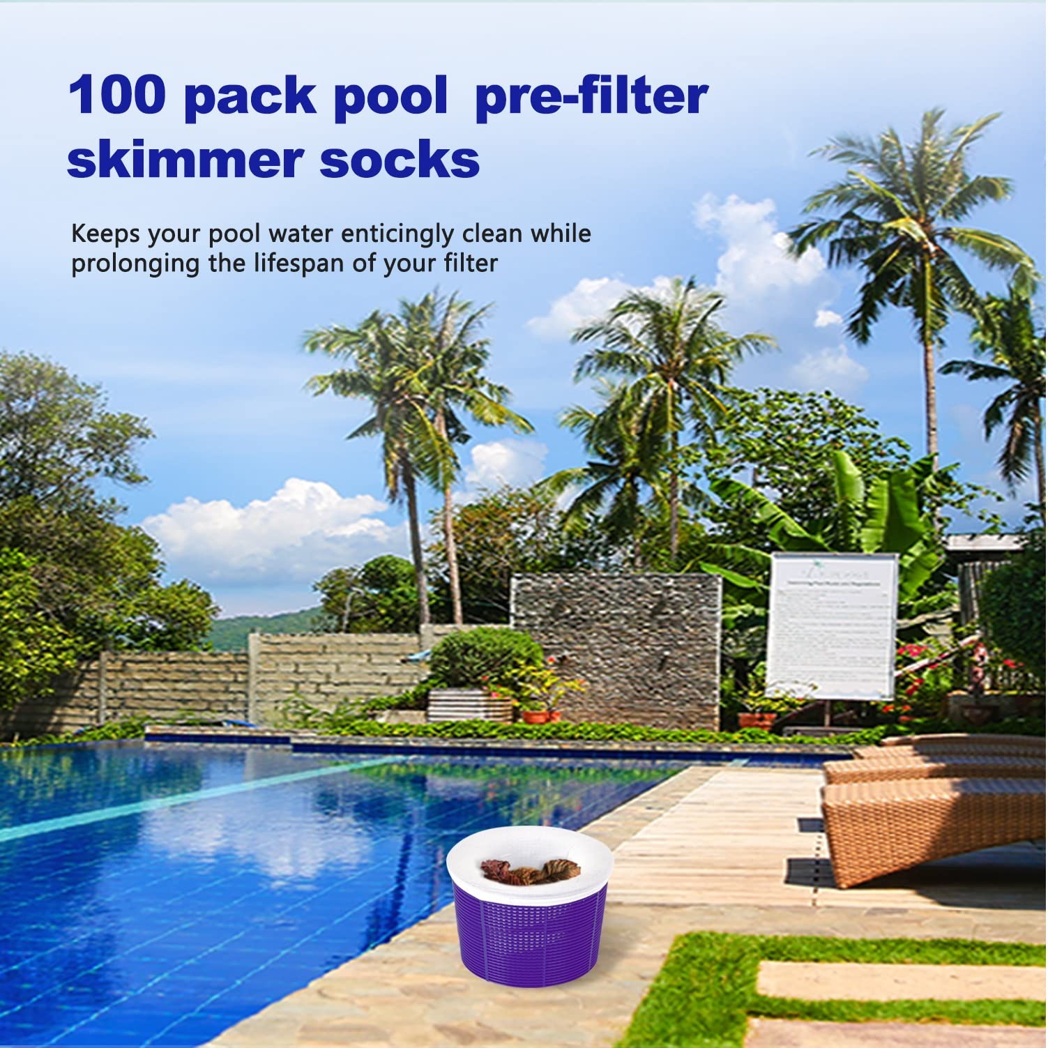 100 Pack Pool Skimmer Socks – Ultra Fine Mesh Filter for Inground & Above Ground